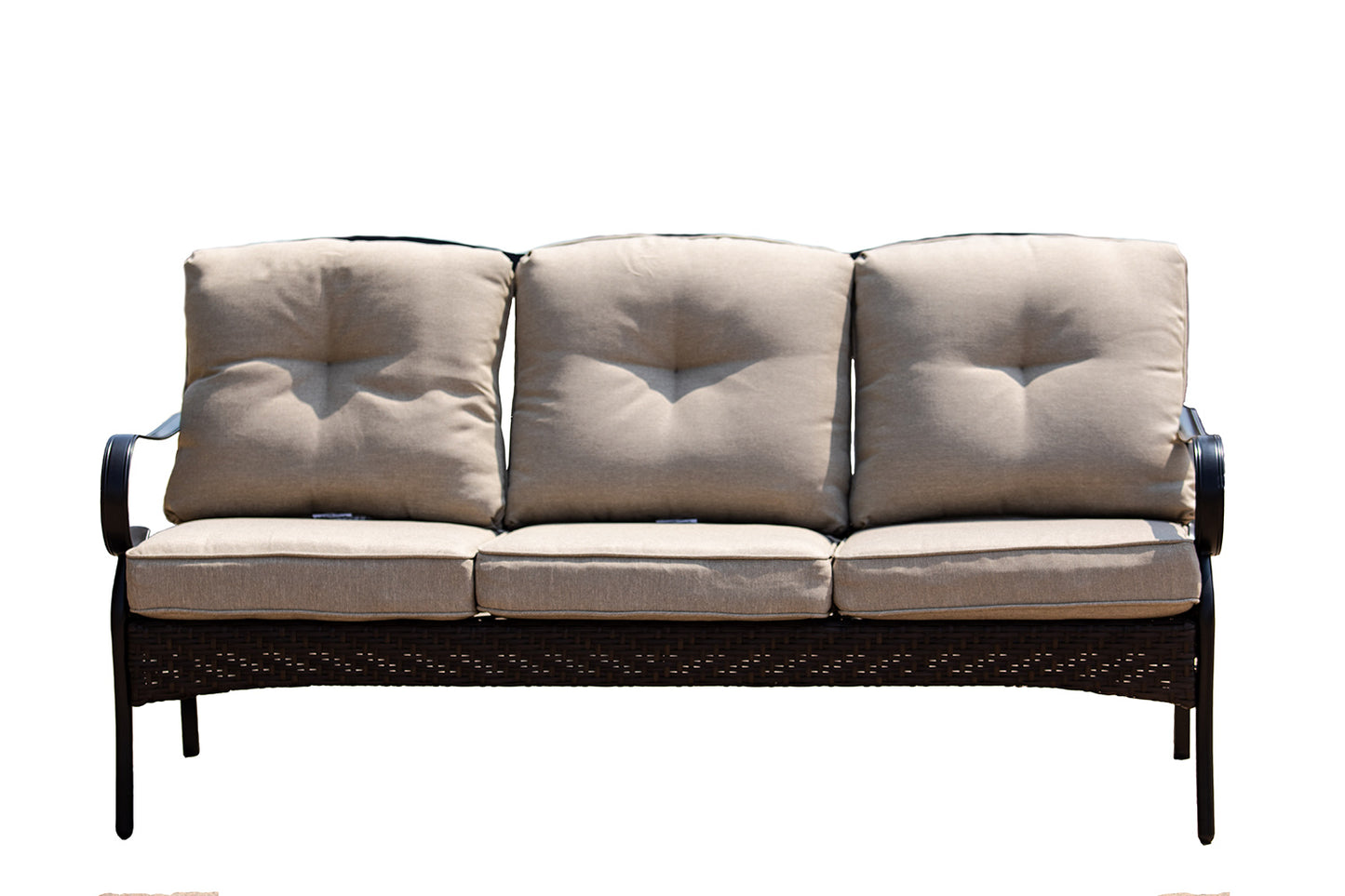 69" Beige Polyester Blend Settee With Black Legs-1