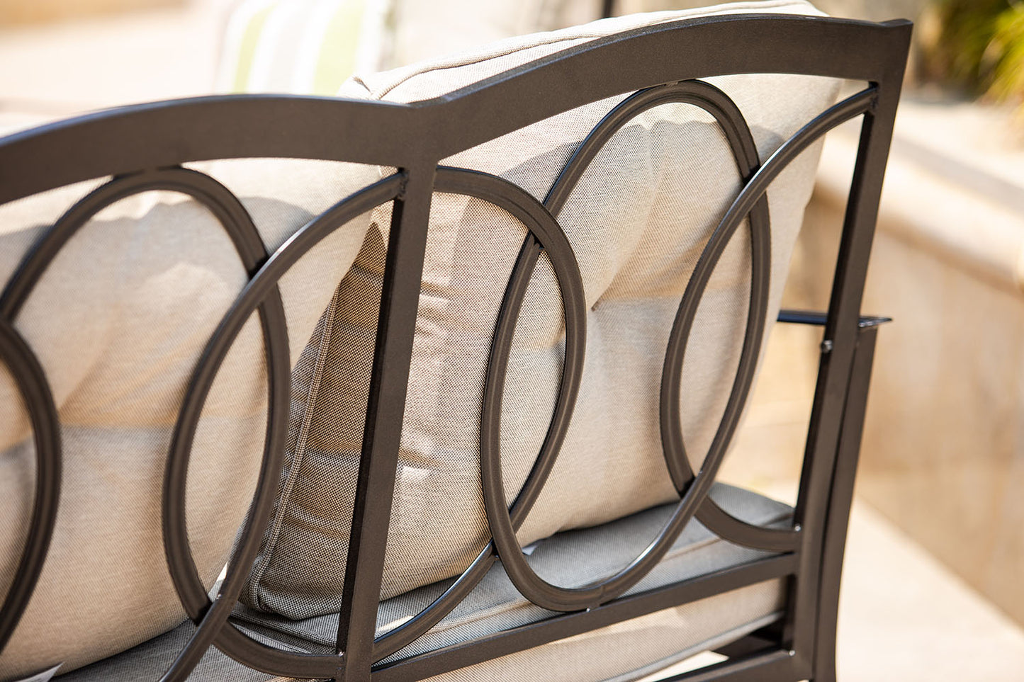 69" Beige Polyester Blend Settee With Black Legs-6