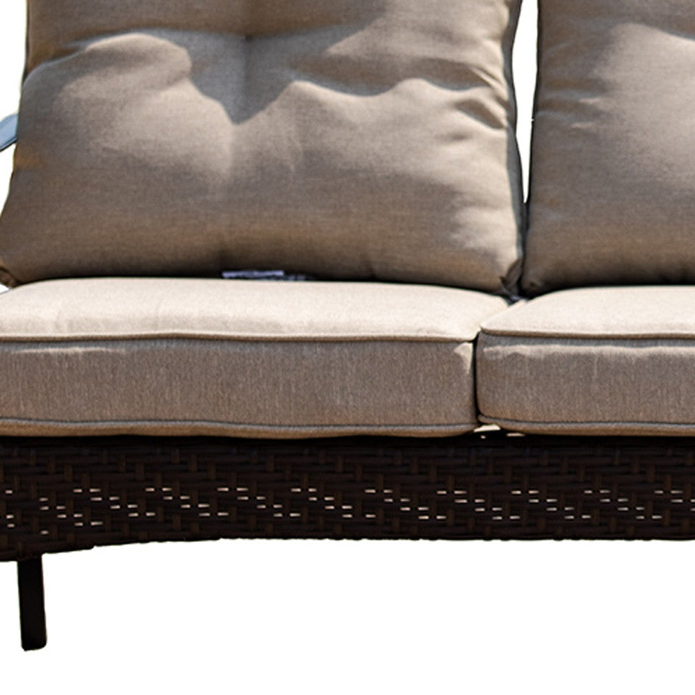 69" Beige Polyester Blend Settee With Black Legs-2