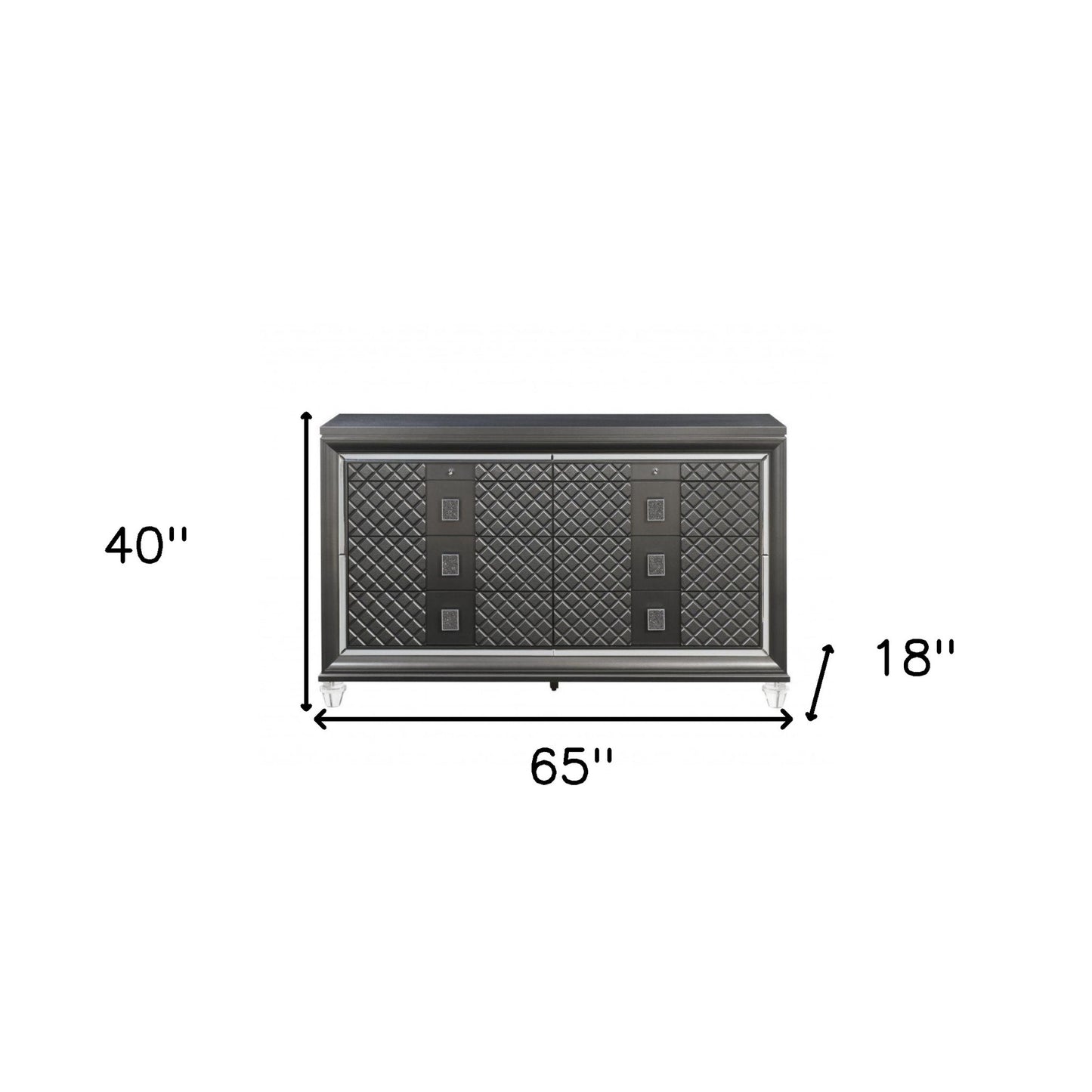65" Gray Solid and Manufactured Wood Eight Drawer Double Dresser-4