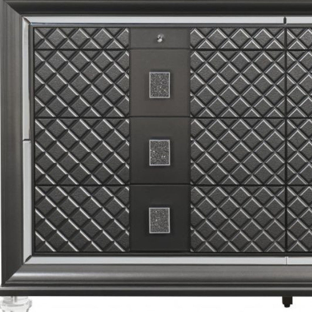 65" Gray Solid and Manufactured Wood Eight Drawer Double Dresser-3
