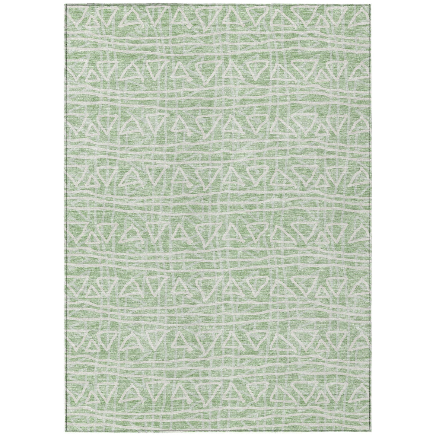 10' X 14' Mint Green Artichoke Green And Ivory Geometric Washable Indoor Outdoor Area Rug-1