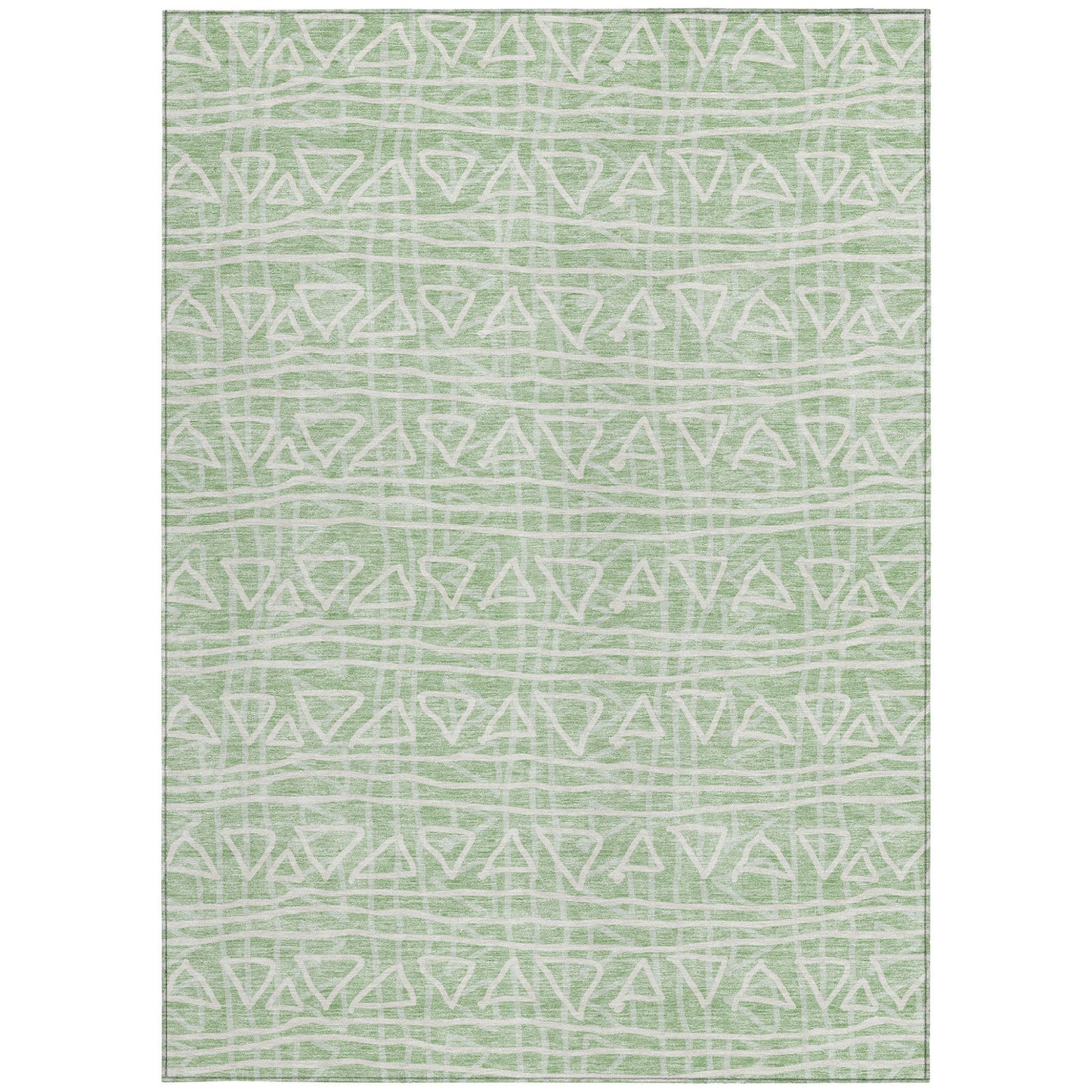 10' X 14' Mint Green Artichoke Green And Ivory Geometric Washable Indoor Outdoor Area Rug-4