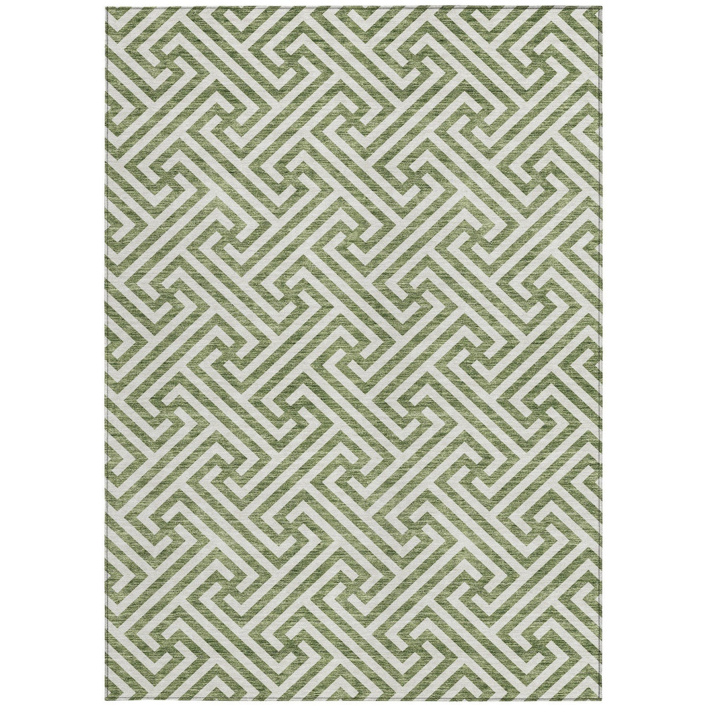 10' X 14' Green And Beige Geometric Washable Indoor Outdoor Area Rug-5