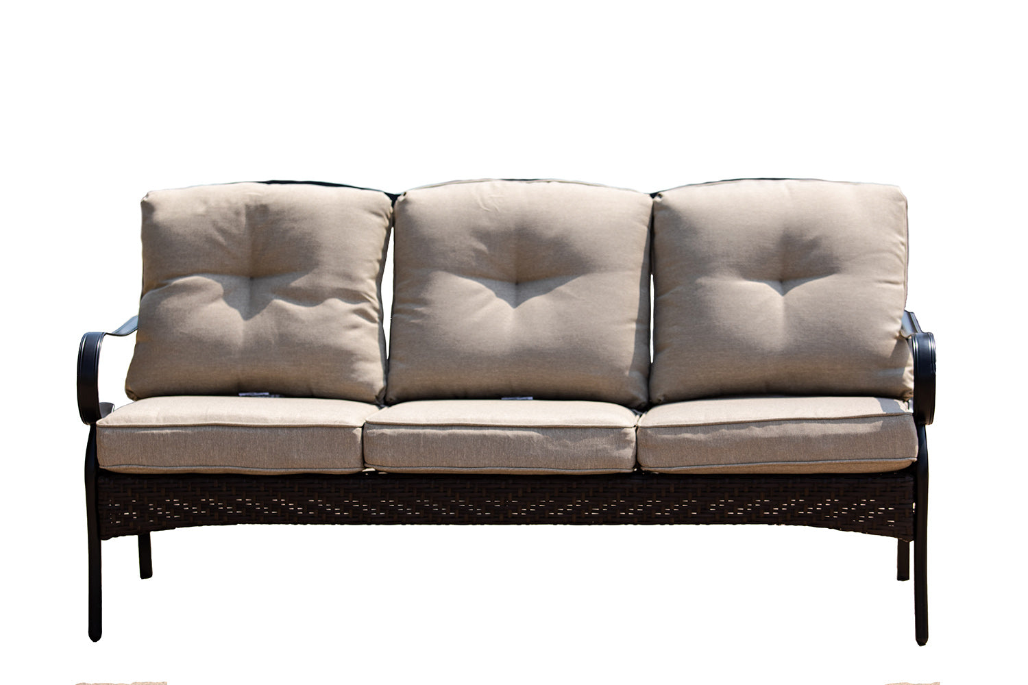 69" Beige Polyester Blend Settee With Black Legs-1