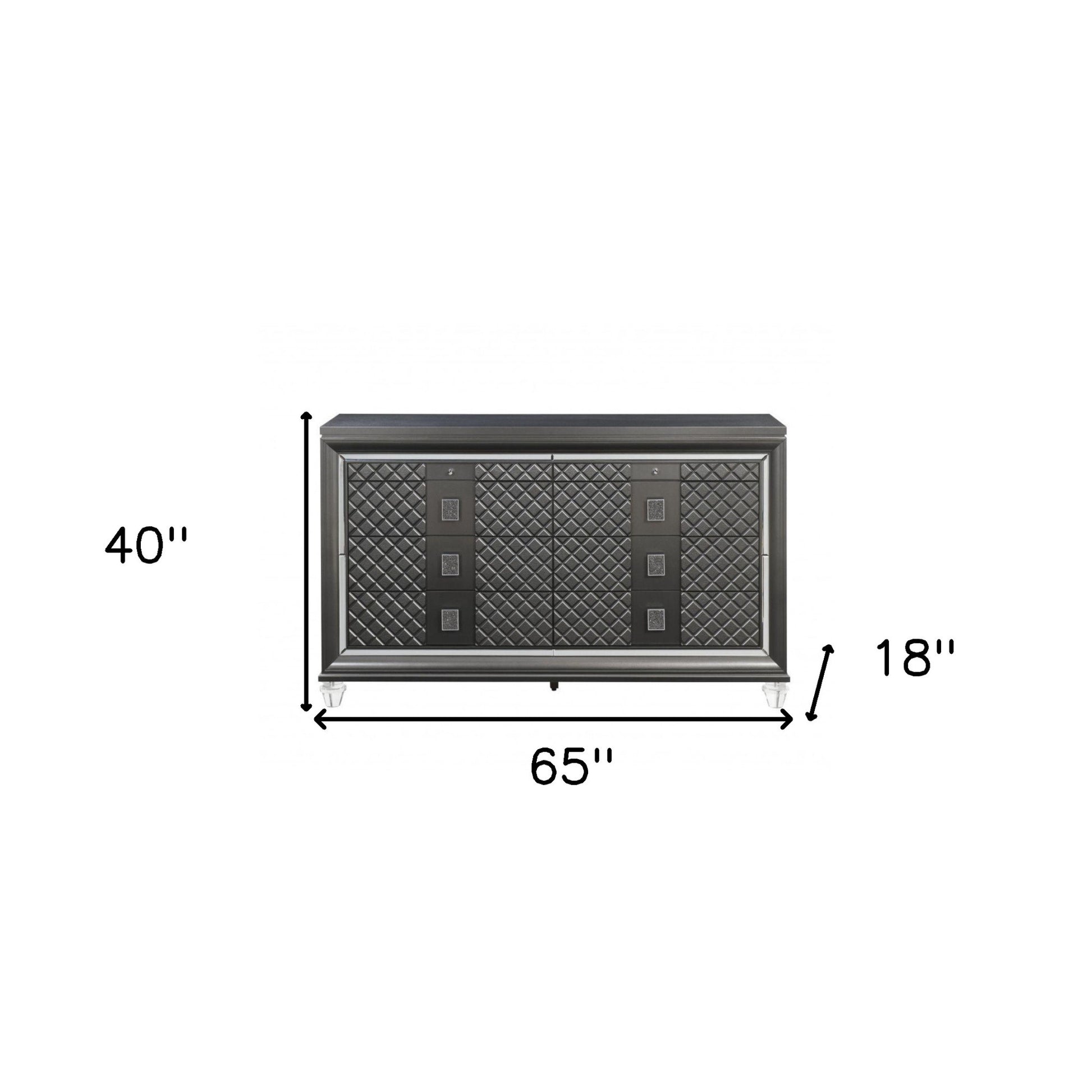 65" Gray Solid and Manufactured Wood Eight Drawer Double Dresser-4