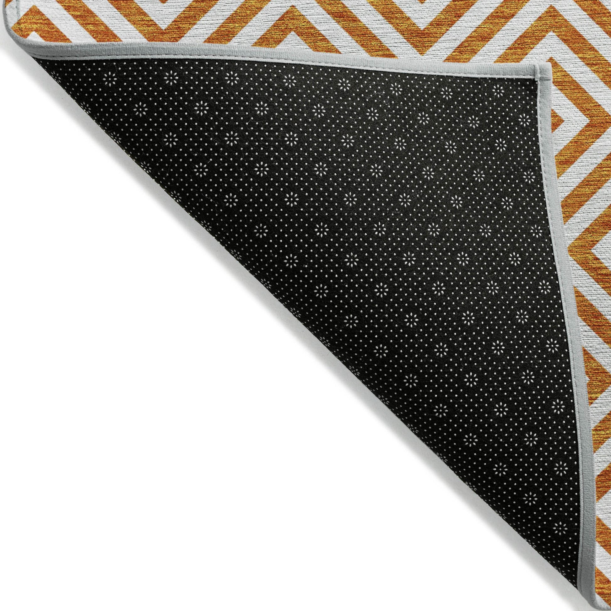 5' X 8' Orange And Ivory Geometric Washable Indoor Outdoor Area Rug-2